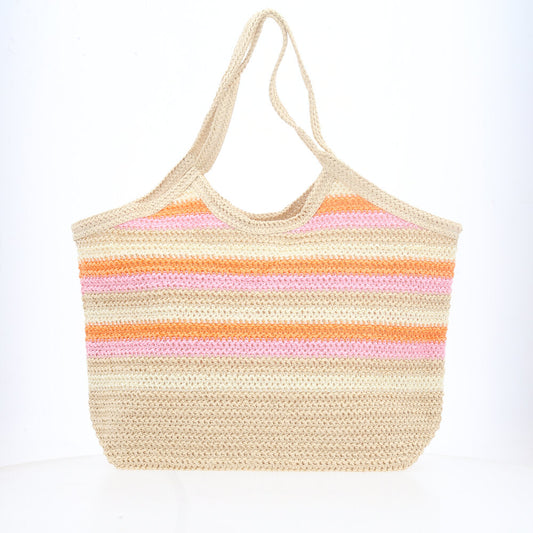 Bolsa de Verão em Ráfia Trançada Bege