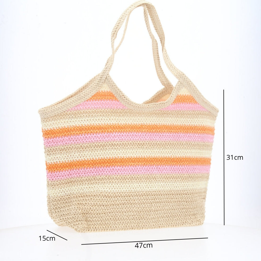 Bolsa de Verão em Ráfia Trançada Bege