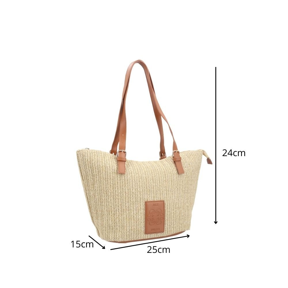 Bolsa Palha com Fly Rafaella Bauarte Caramelo