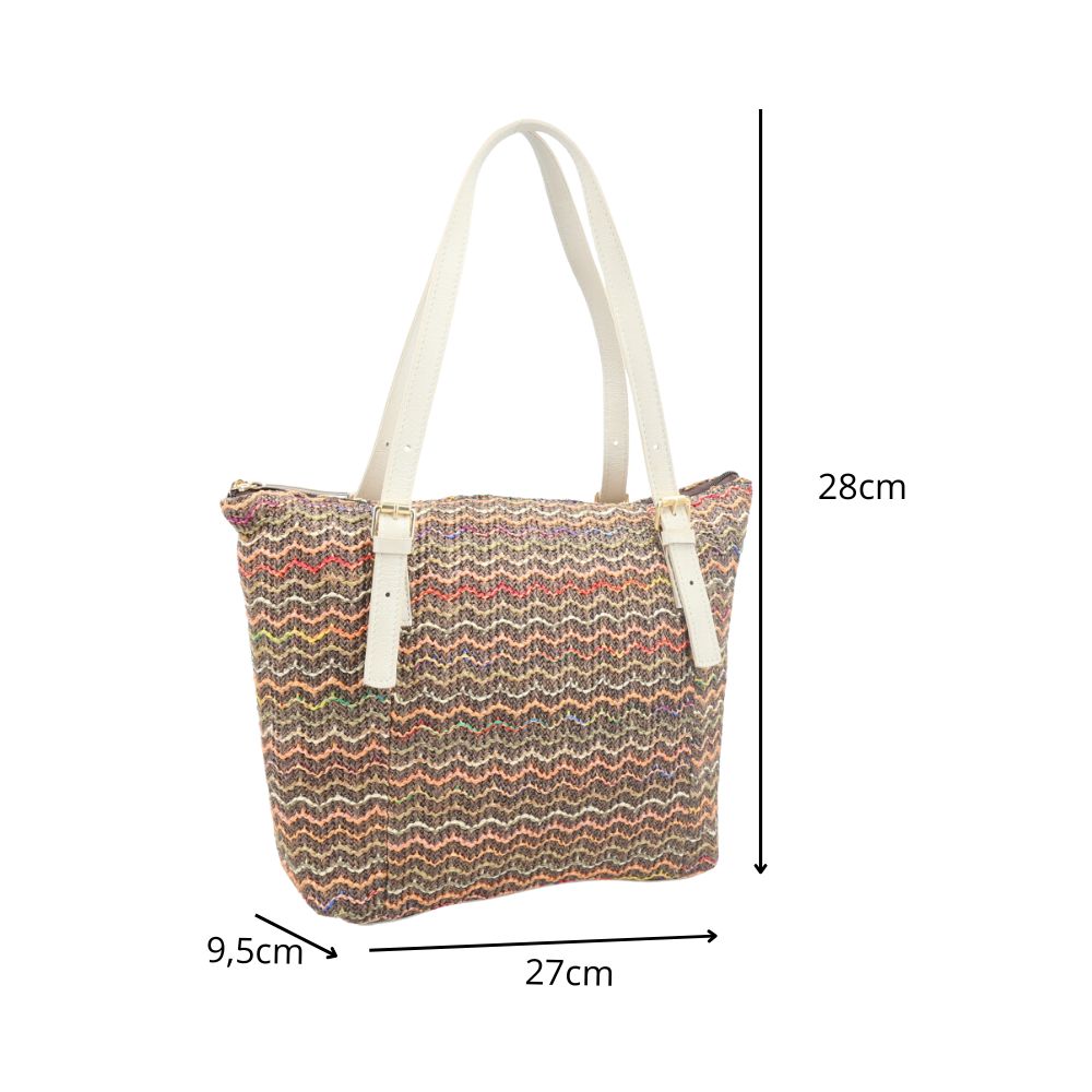 Bolsa de Ombro em Ráfia com Alça Regulável Marrom