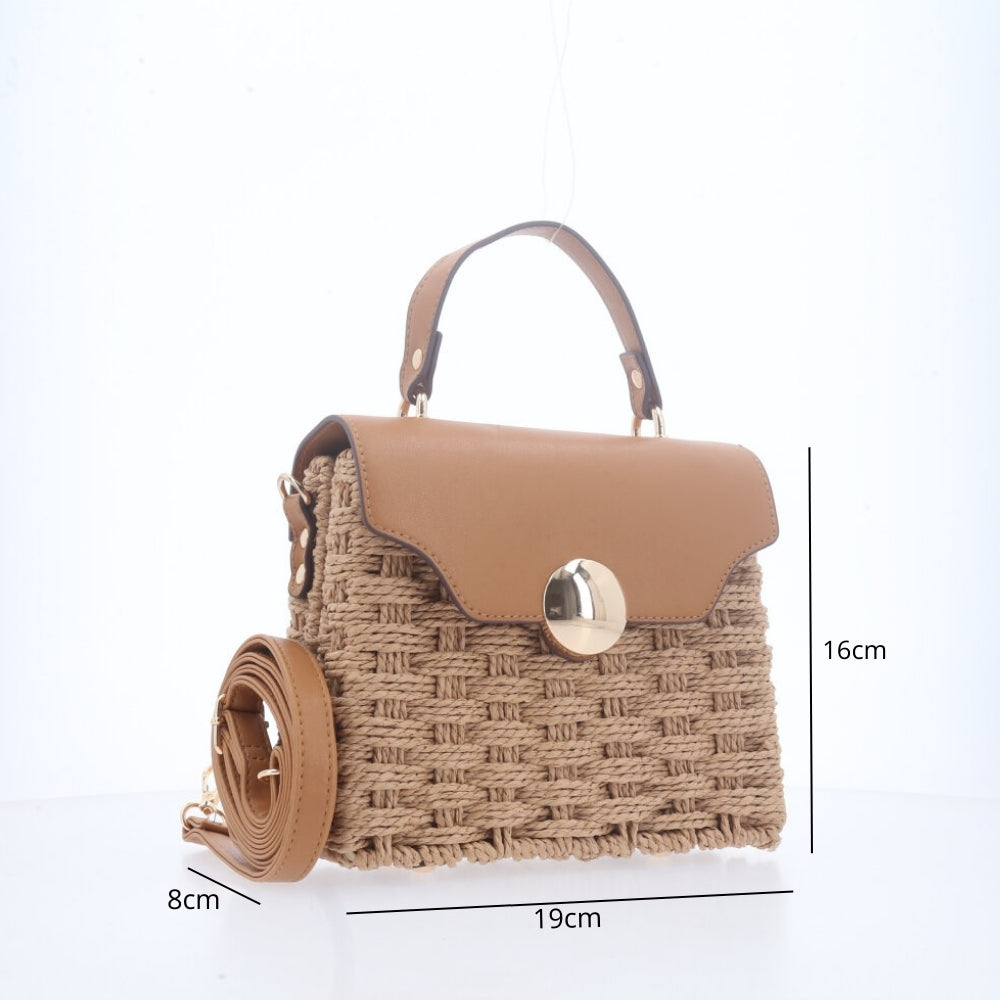 Bolsa de Palha Transversal Caramelo