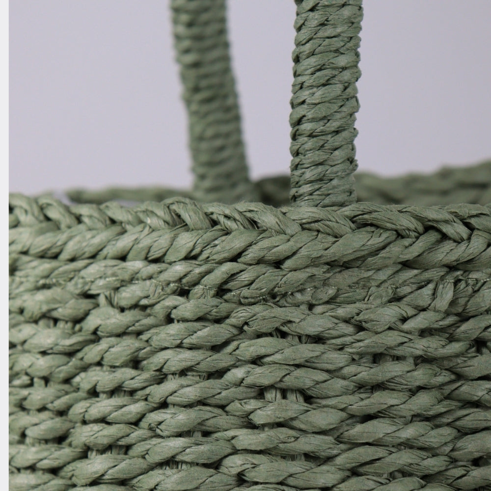 Bolsa Pequena de Mão em Palha com Forro Interno Verde