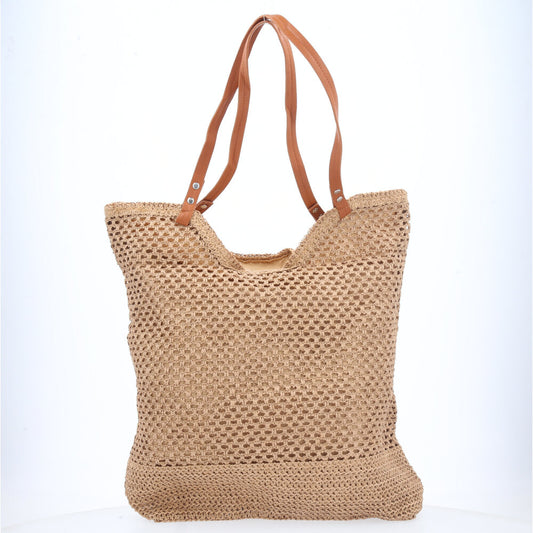 Bolsa de Palha com Alça Fixa Caramelo