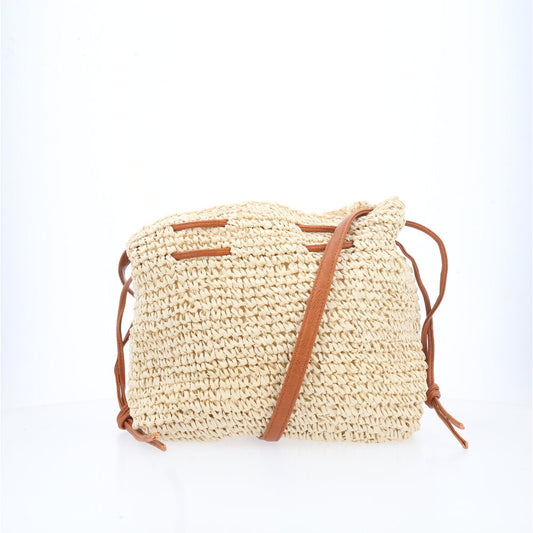 Bolsa Feminina Bucket de Palha Bege