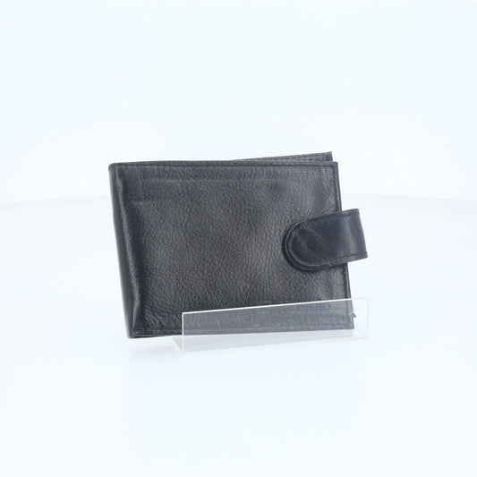 Carteira Masculina de Couro Legítimo com Fecho de Pressão Preto