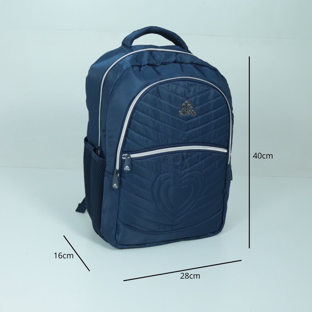 Mochila em Tecido com Alça Fixa Ajustável e Divisórias Azul escuro