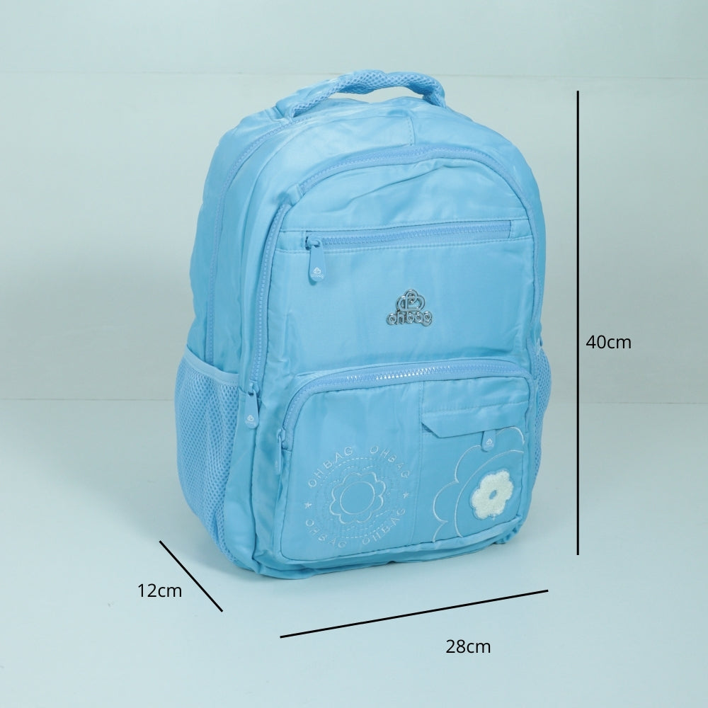 Mochila em Tecido com Alça Fixa Ajustável e Divisórias Azul