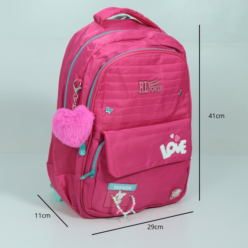 Mochila em Tecido com Detalhes Decorativos Pink