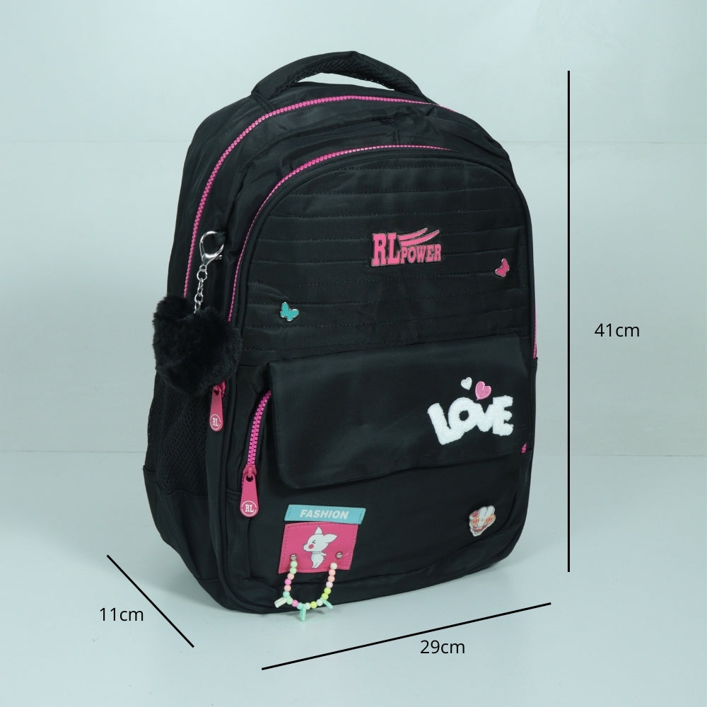 Mochila em Tecido com Detalhes Decorativos Preto