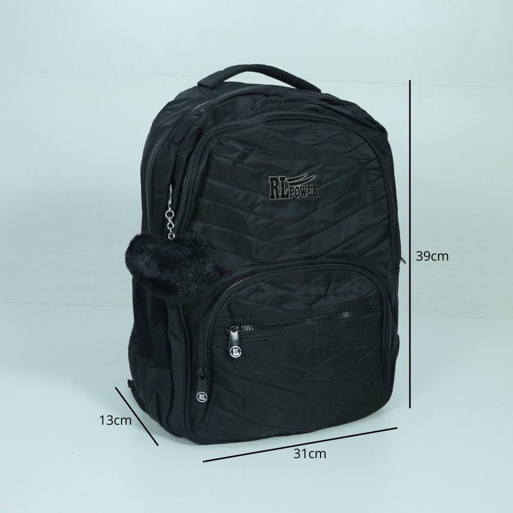 Mochila em Tecido com Alça Fixa Ajustável e Divisórias Preto