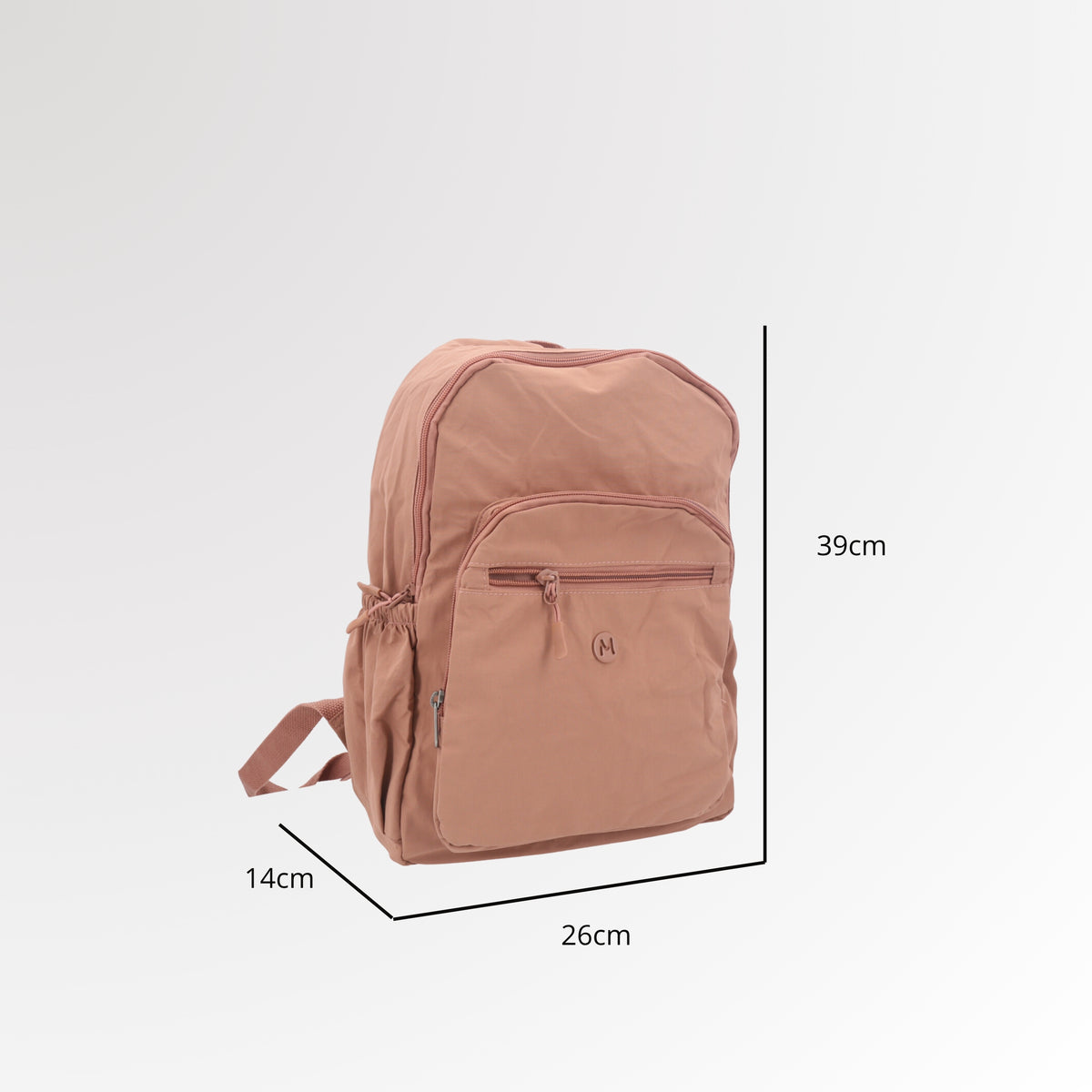 Mochila em Nylon Crinkle com Bolsos Frontal Caramelo