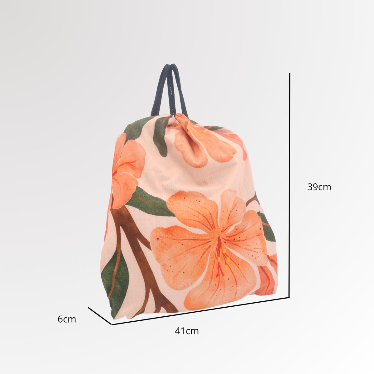 Mochila Saco Atoalhada com Estampa Tropical Bege