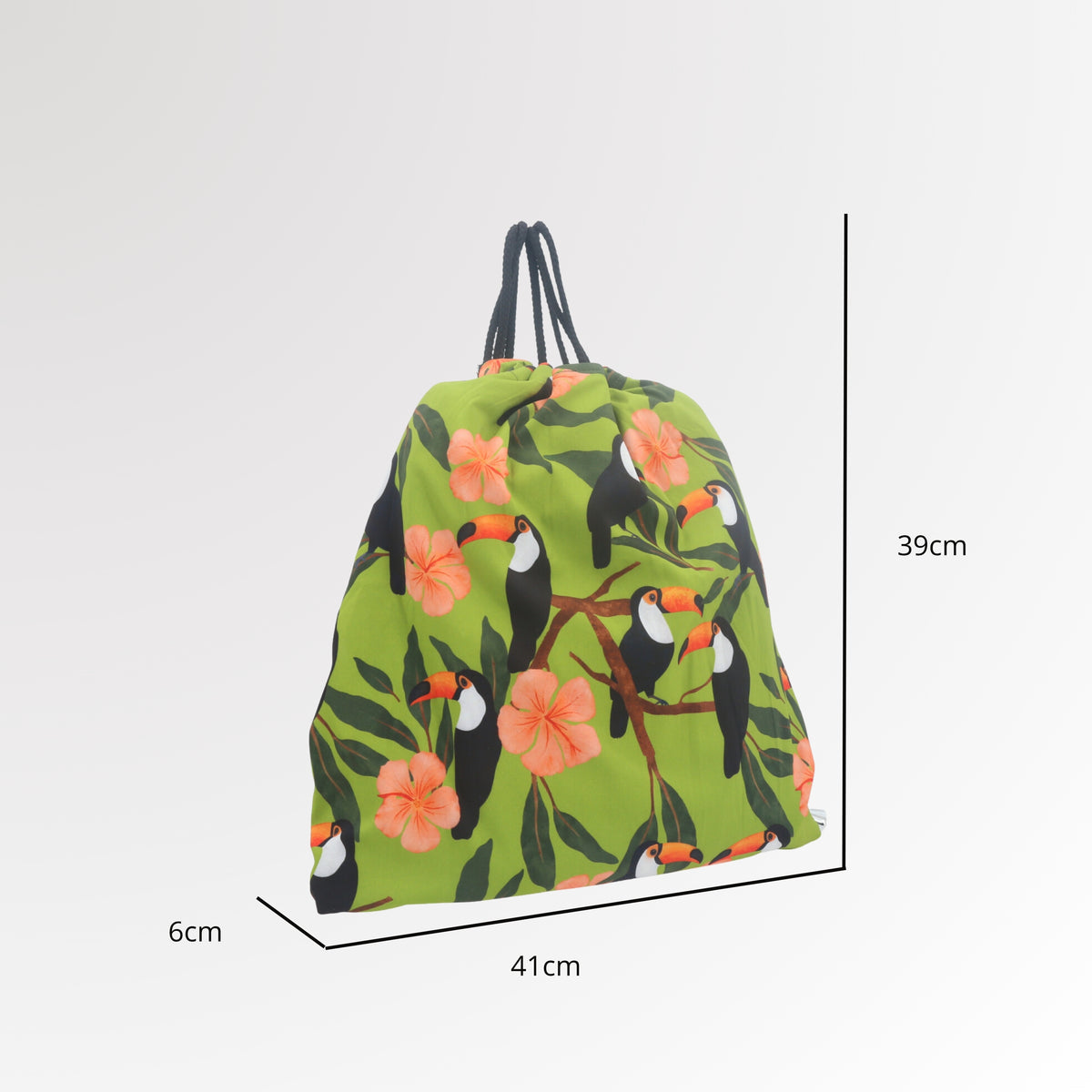 Mochila Saco Atoalhada com Estampa Tropical Verde claro