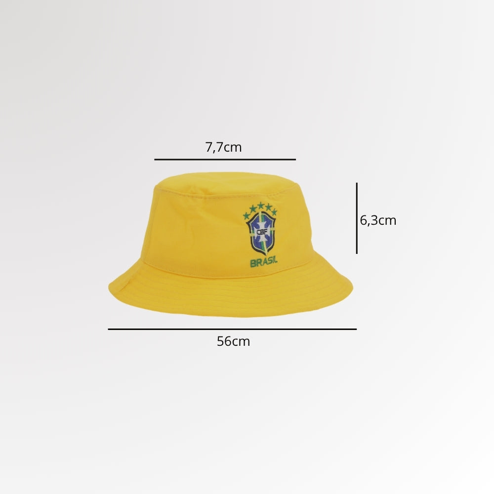 Chapéu Bucket em Tecido com Estampa do Brasil Amarelo