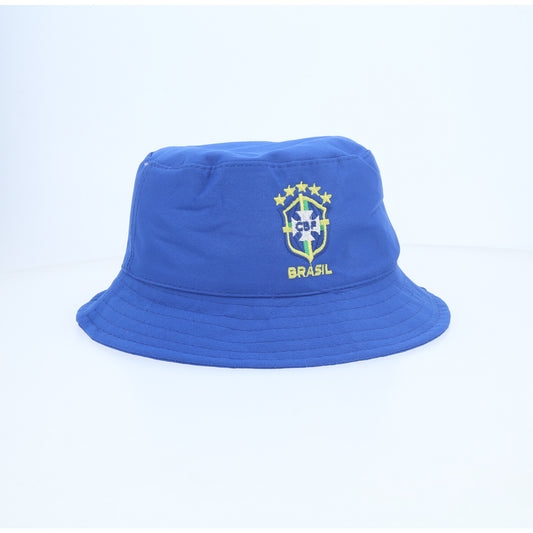 Chapéu Bucket em Tecido com Estampa do Brasil Azul