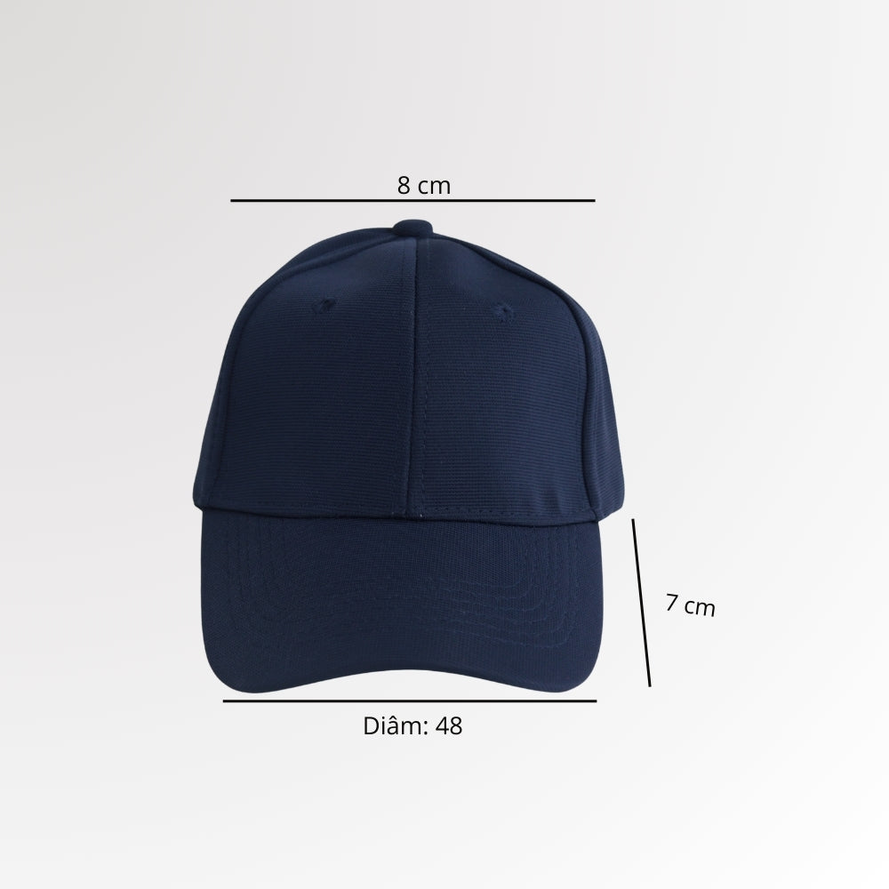 Boné Liso Unissex com Aba Curva e Ajuste em Metal Azul escuro