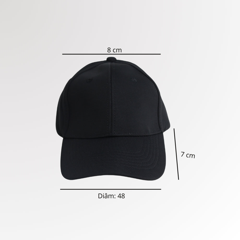Boné Liso Unissex com Aba Curva e Ajuste em Metal Preto