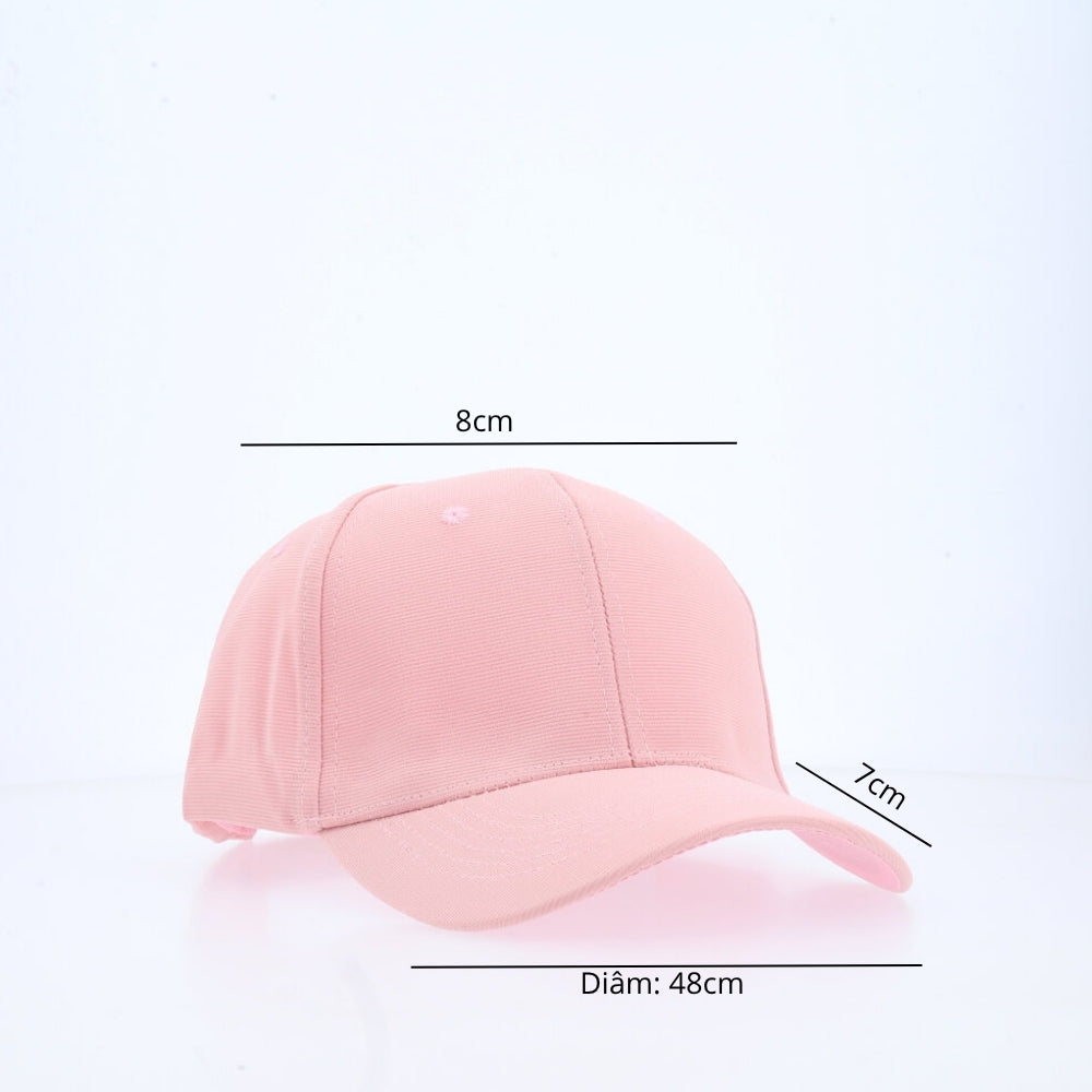 Boné Liso Unissex com Aba Curva e Ajuste em Metal Rosa claro