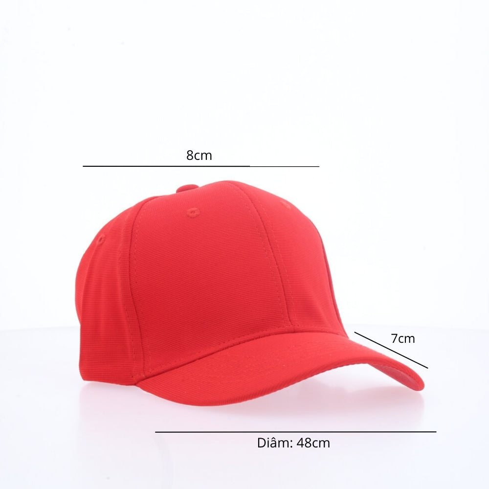 Boné Liso Unissex com Aba Curva e Ajuste em Metal Vermelho