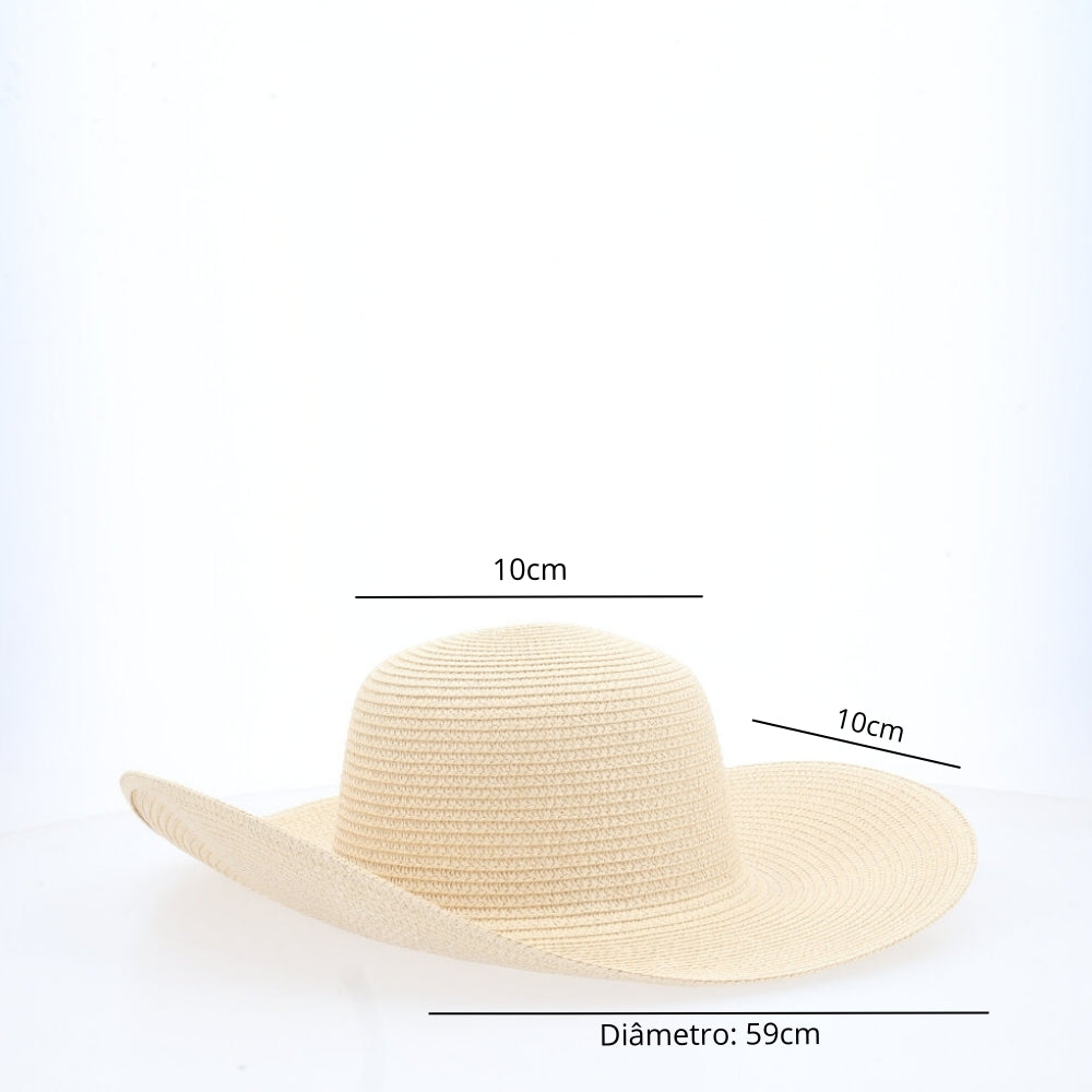 Chapéu Panamá Feminino de Praia com Aba Larga Bege
