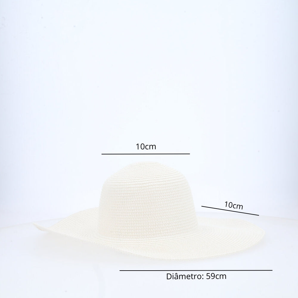 Chapéu Panamá Feminino de Praia com Aba Larga Branco
