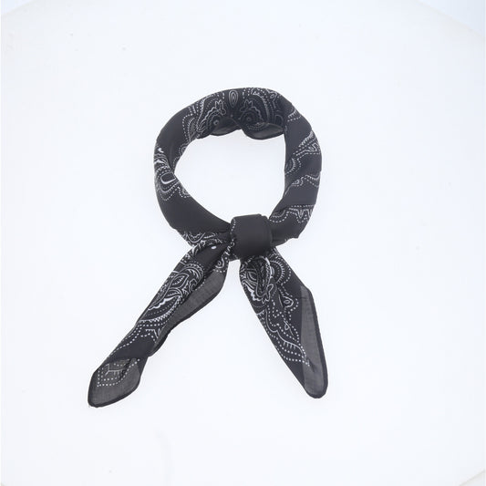 Lenço de Cetim Poá Feminino Elegante Preto