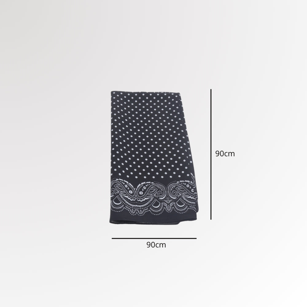 Lenço de Cetim Poá Feminino Elegante Preto