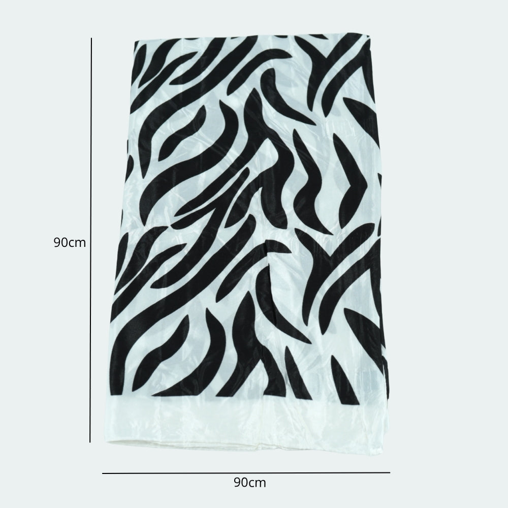 Lenço de Cetim Estampa Animal Print Branco