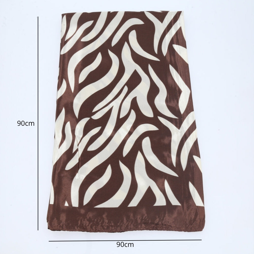 Lenço de Cetim Estampa Animal Print Marrom
