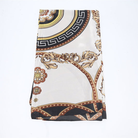 Lenço de Cetim Feminino Estampado Indiano Marfim