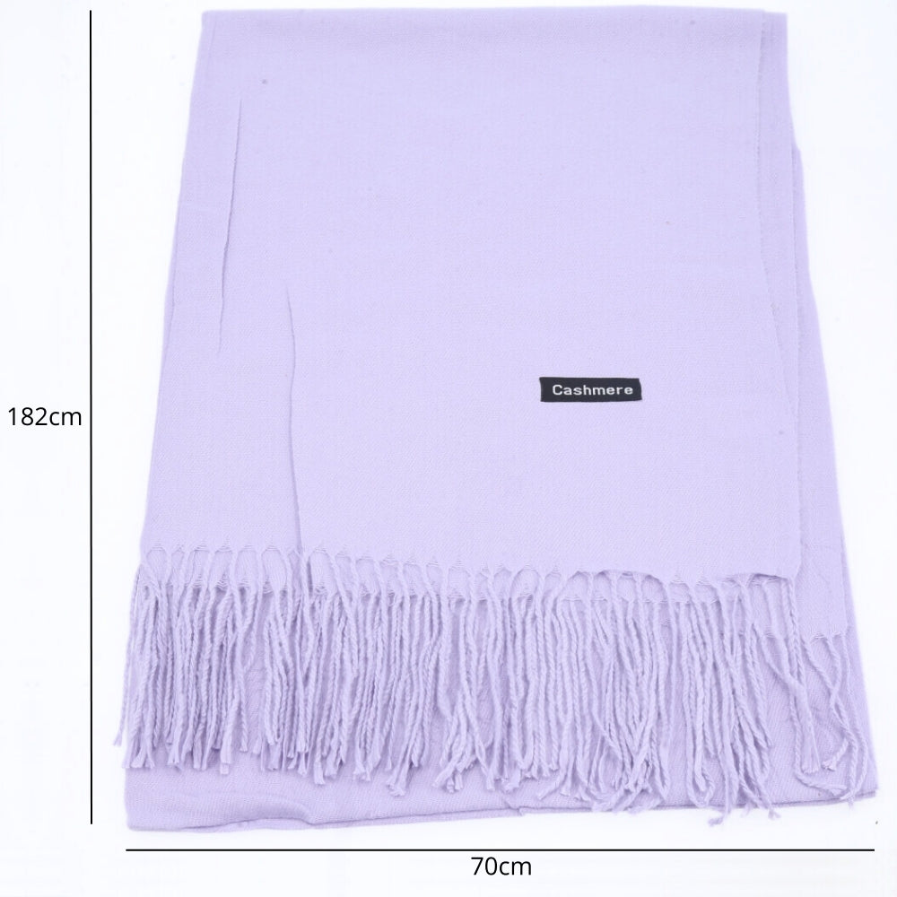 Cachecol em Tecido com Estampa Lisa e Franjas Lilas