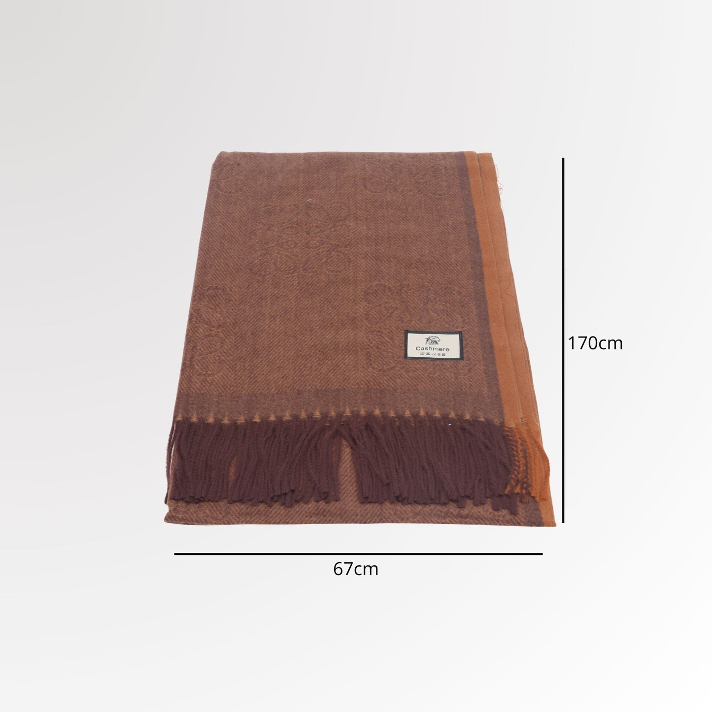 Cachecol com Estampa Boho e Acabamento em Franjas Marrom