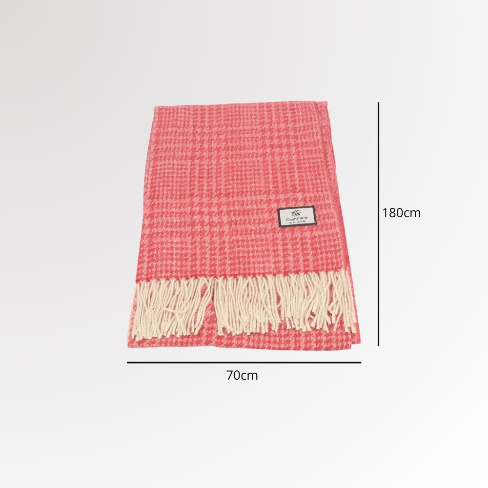 Cachecol em Tecido com Estampa Pied de Poule Vermelho