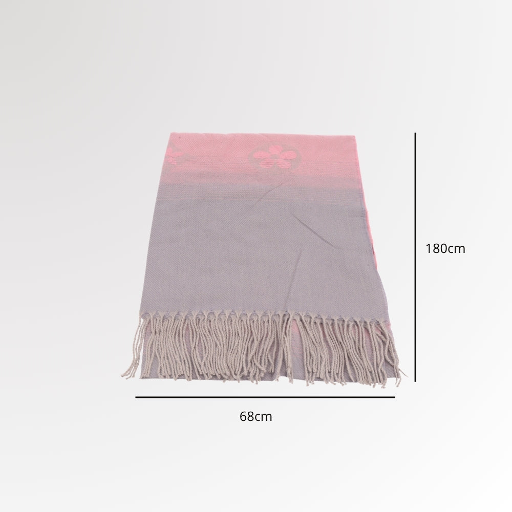 Cachecol Feminino Degradê com Franjas Rosa