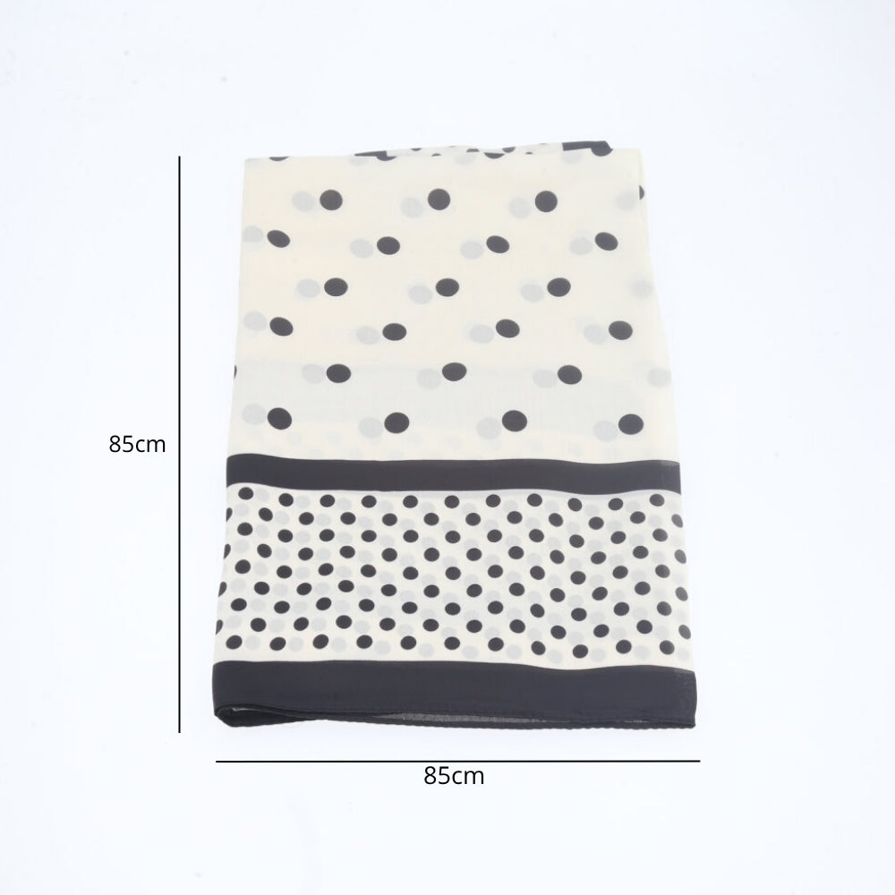 Lenço de Cetim Listrado com Poá Branco