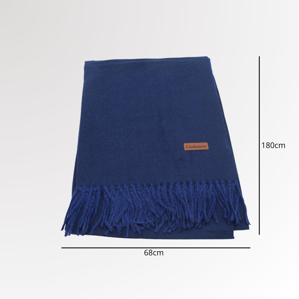 Cachecol em Tecido com Estampa Lisa Azul escuro