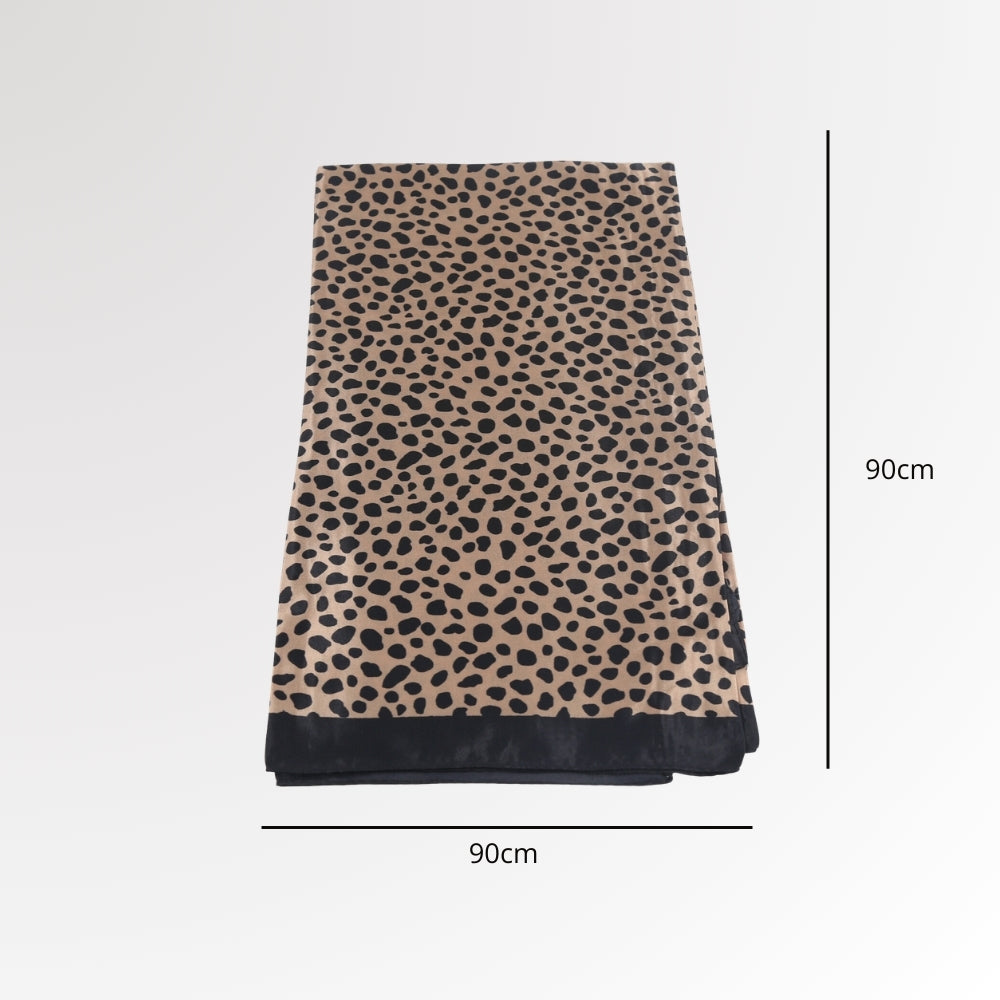 Lenço de Cetim Feminino Animal Print Bege