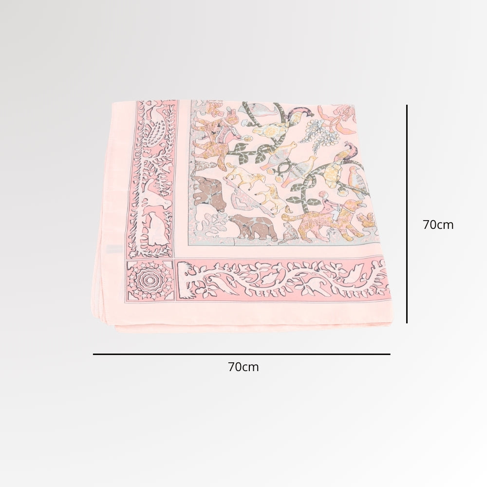 Lenço de Cetim com Estampa Temática de Animais Rosa