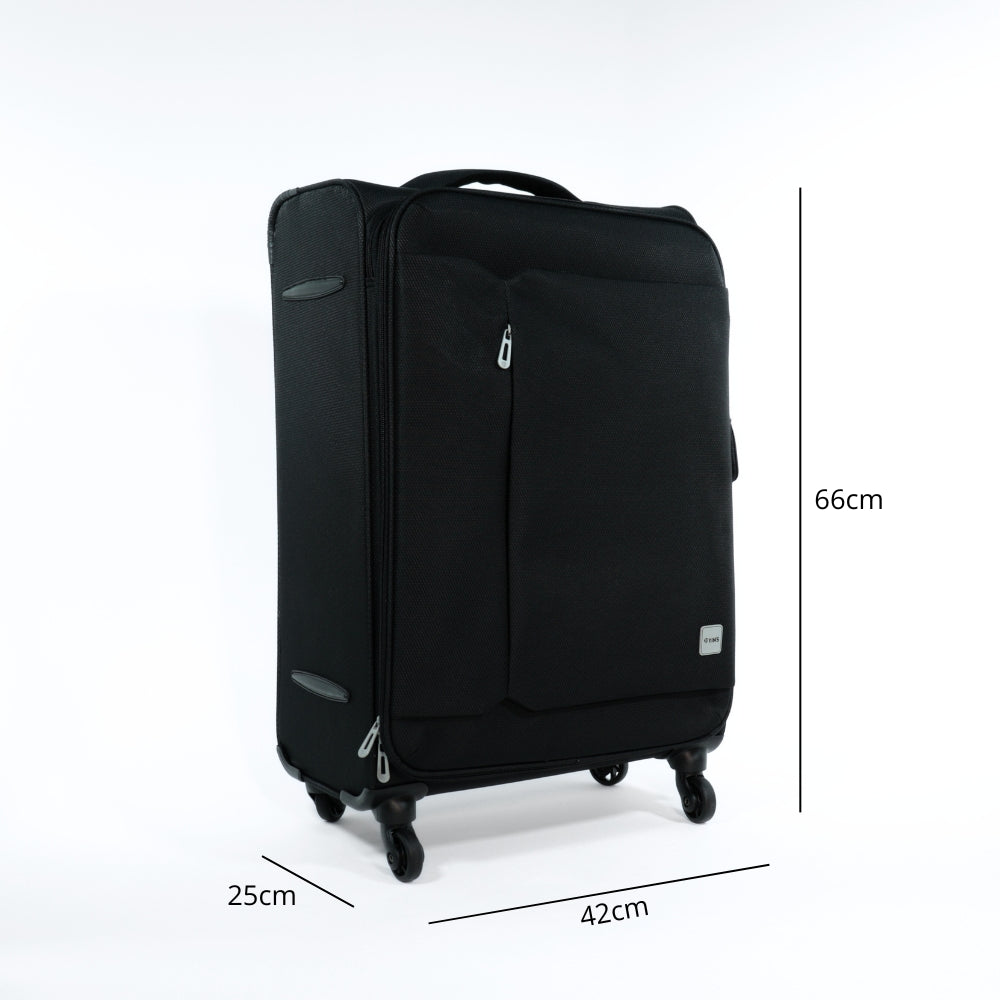 Mala Média de Viagem em Nylon – Leve e com Rodas 360º Preto