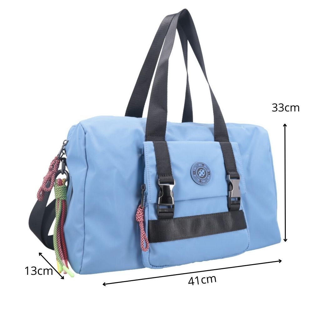 Sacola de Nylon Espaçosa e Impermeável com Alça Transversal Azul