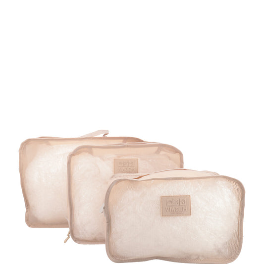 Kit Organizador De Malas Nécessaire 6 Peças Bege