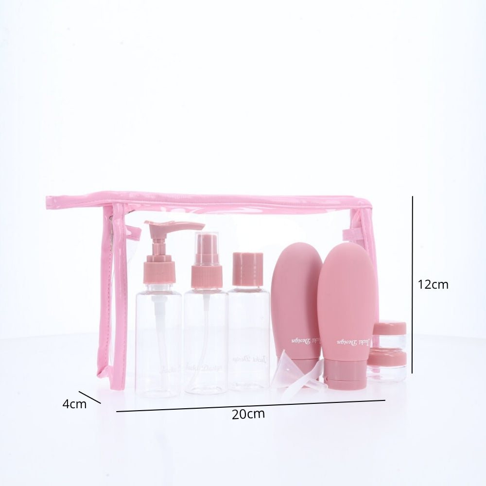 Kit de Nécessaire para Viagem com 7 Peças Rosa