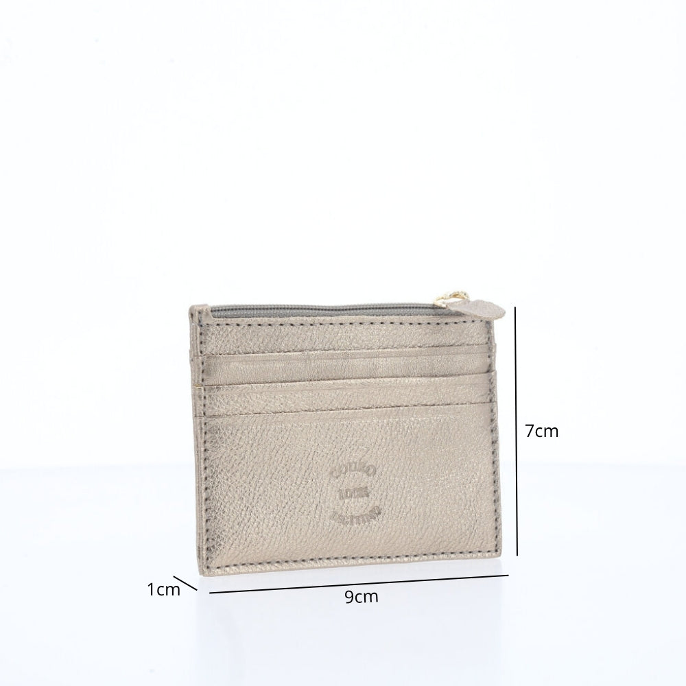 Porta Cartão Unissex em Couro Prata velha