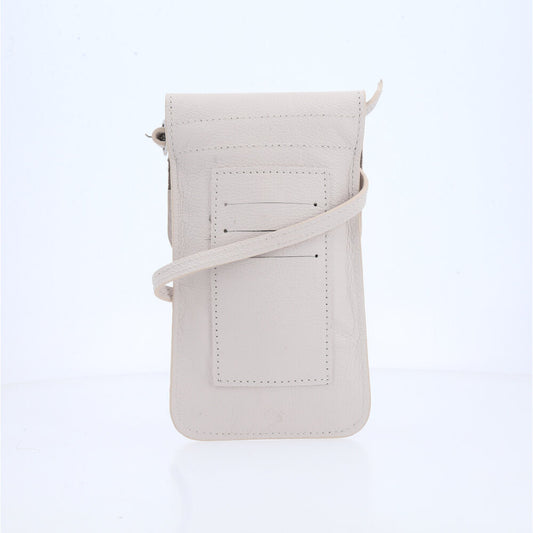 Porta Celular em Couro com Alça Transversal Marfim