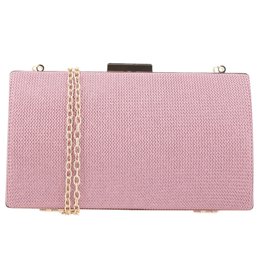 Bolsa Clutch Feminina em Tecido com Corrente Rosa