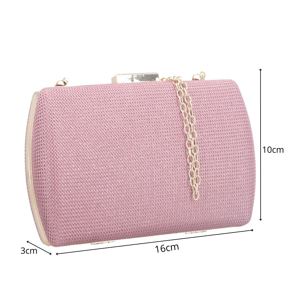 Clutch Feminina em Tecido com Alça de Corrente Rosa