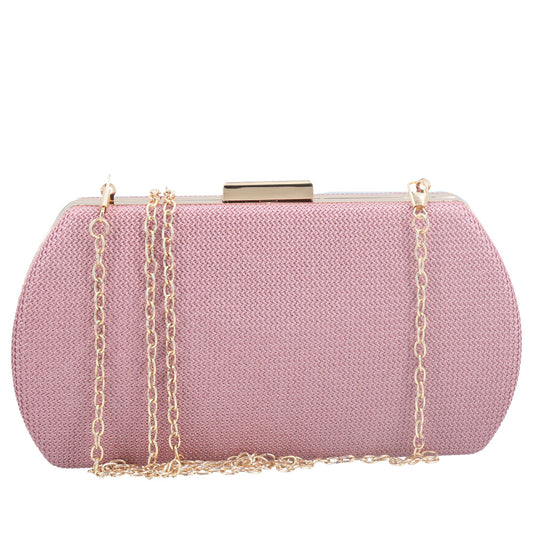 Clutch Feminina Estruturada com Corrente Rosa