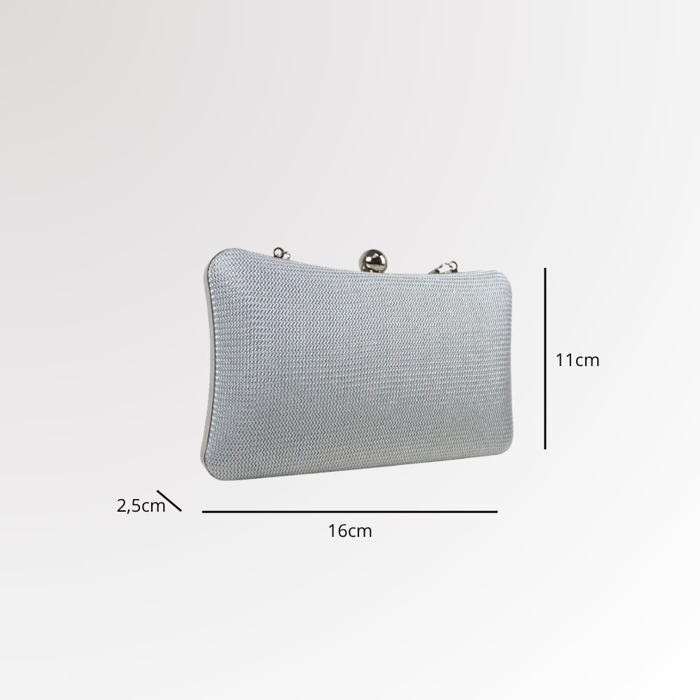 Bolsa de Festa Estilo Clutch com Alça de Corrente Prata