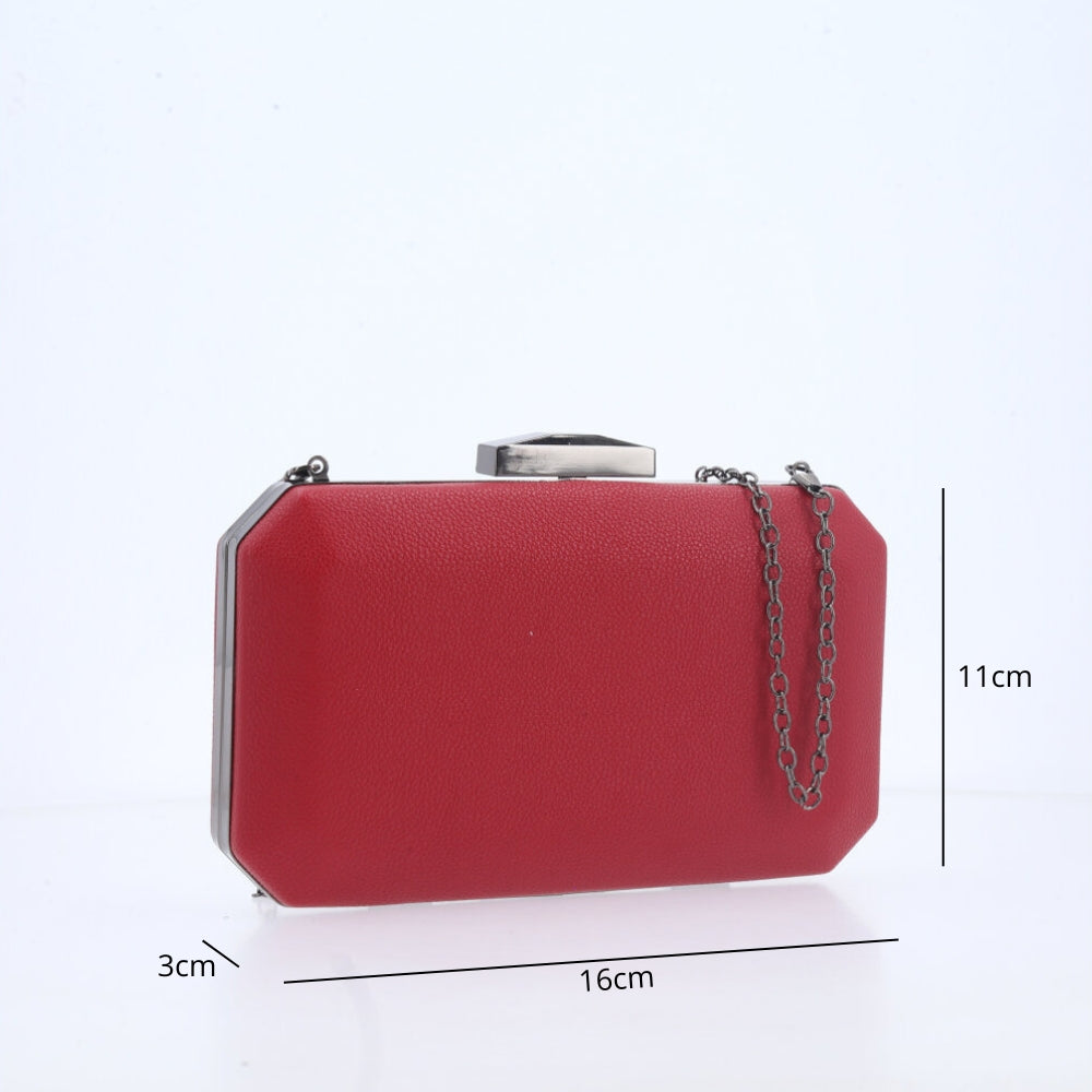 Bolsa Clutch para Festa Metalizada com Alça Removível Vermelho