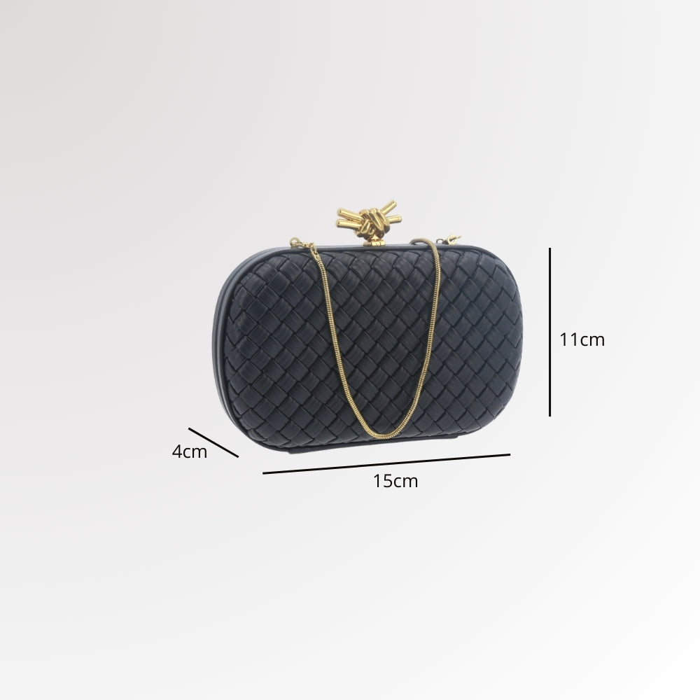 Bolsa Clutch com Design Bottega Veneta Preto